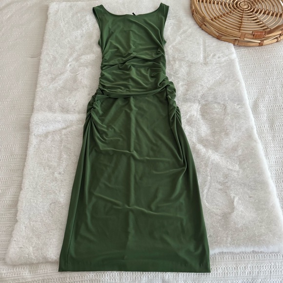 Norma Kamali x Kamalikuture Green Ruched Bodycon Cocktail Dress Sleeveless - Picture 5 of 11